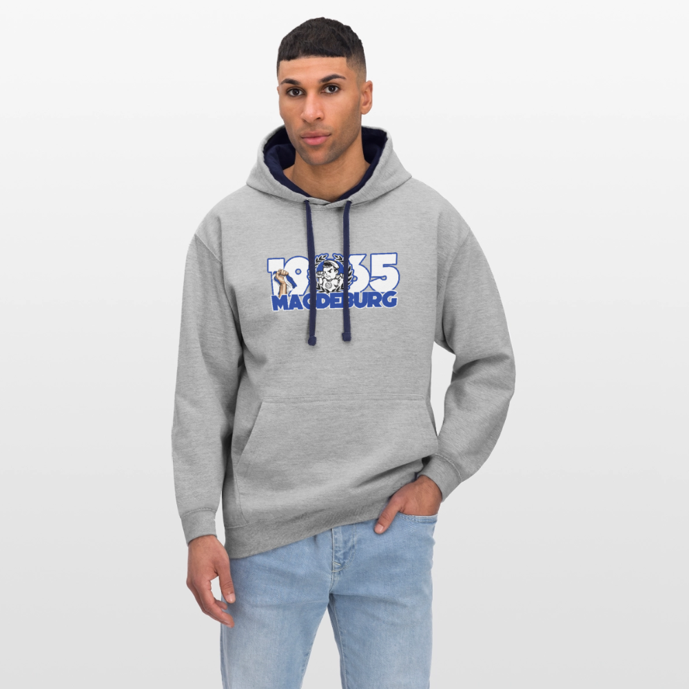Scherpe Kontrast-Hoodie - Grau meliert/Navy