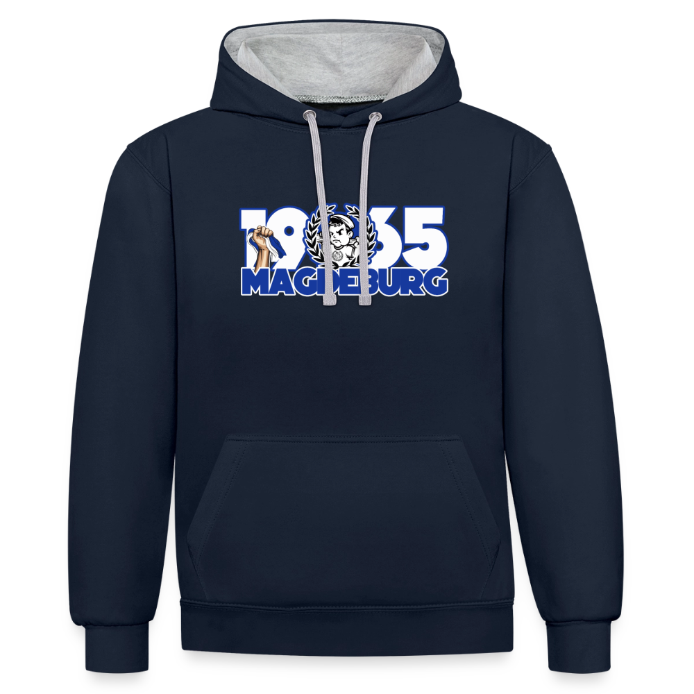 Scherpe Kontrast-Hoodie - Navy/Grau meliert