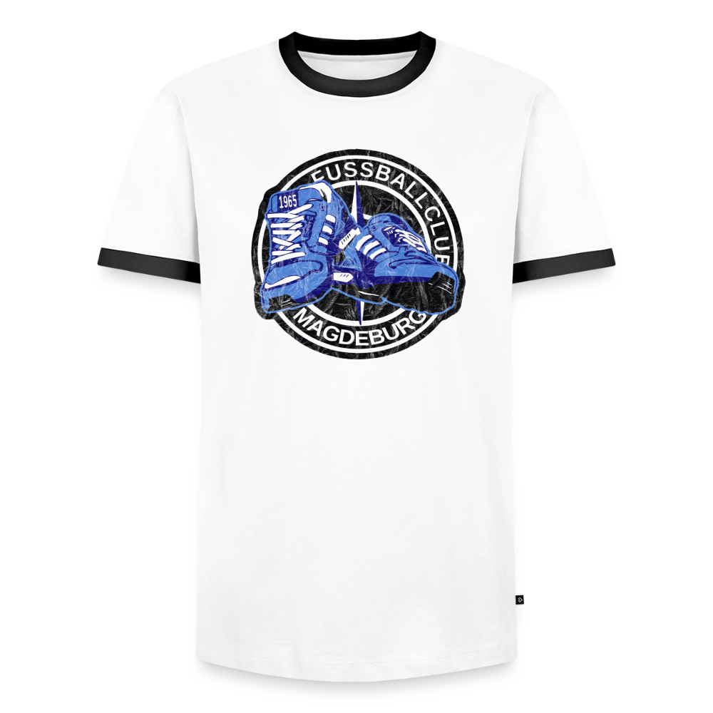 walk on vintage Kontrast-T-Shirt - Weiß/Schwarz