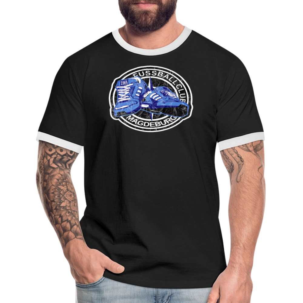 walk on vintage Kontrast-T-Shirt - Schwarz/Weiß