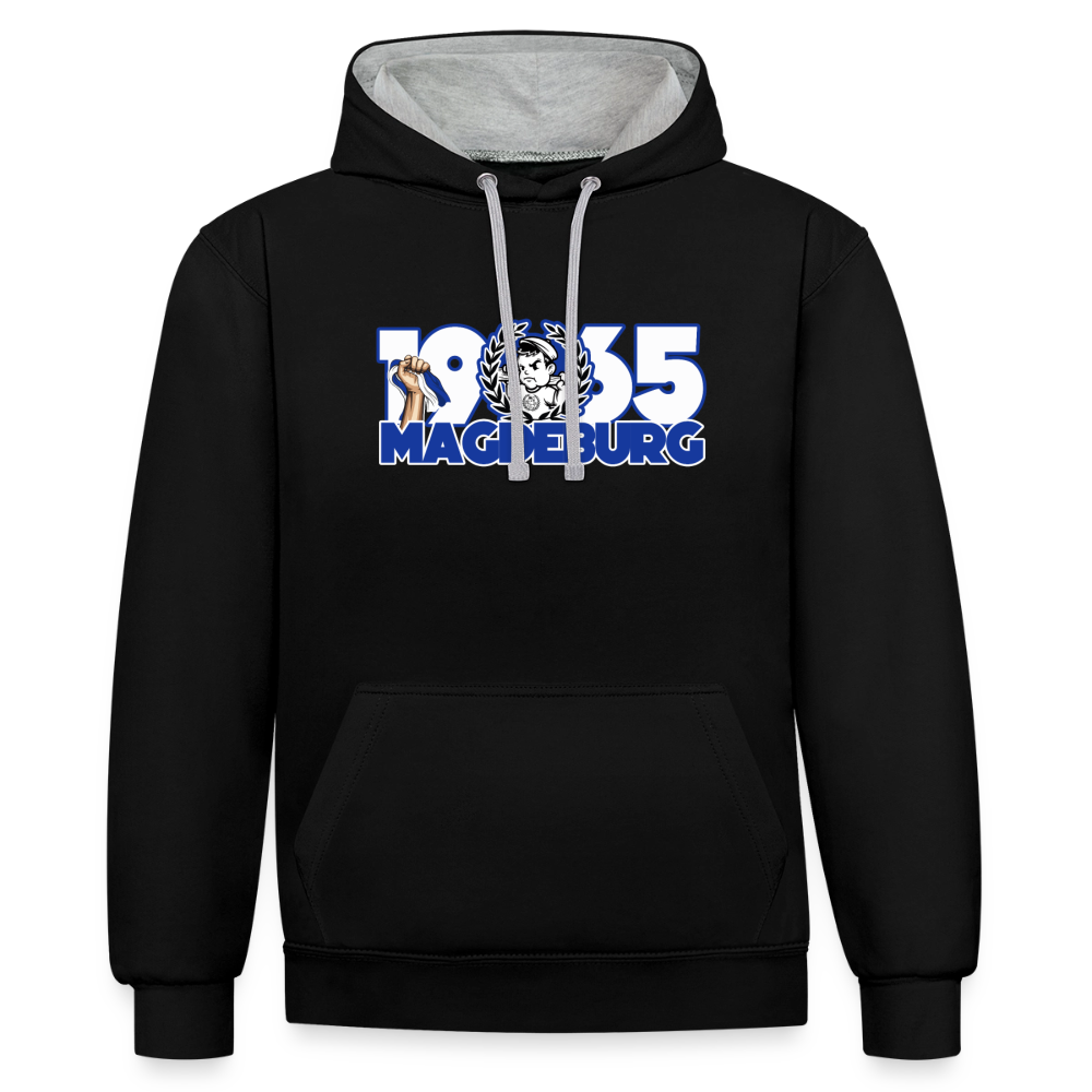 Scherpe Kontrast-Hoodie - Schwarz/Grau meliert
