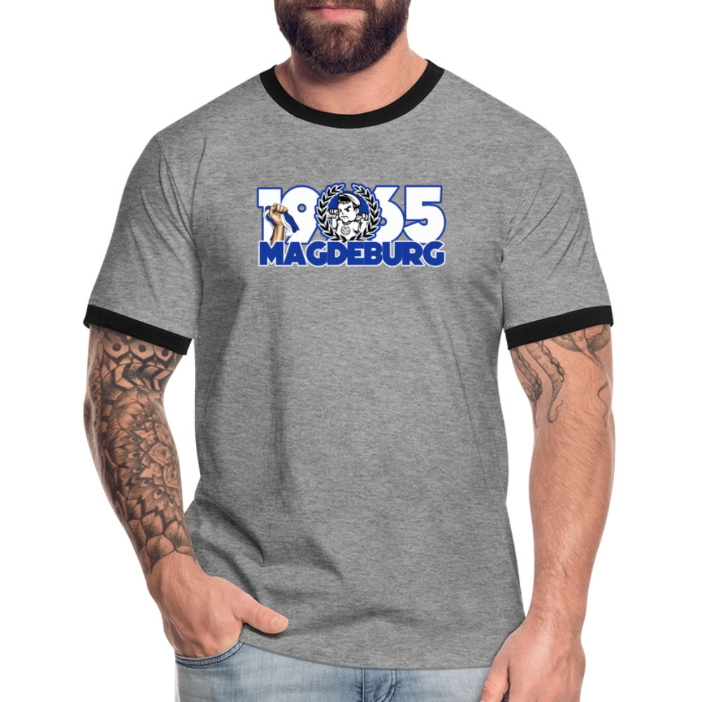 Männer Kontrast-T-Shirt - Grau meliert/Schwarz