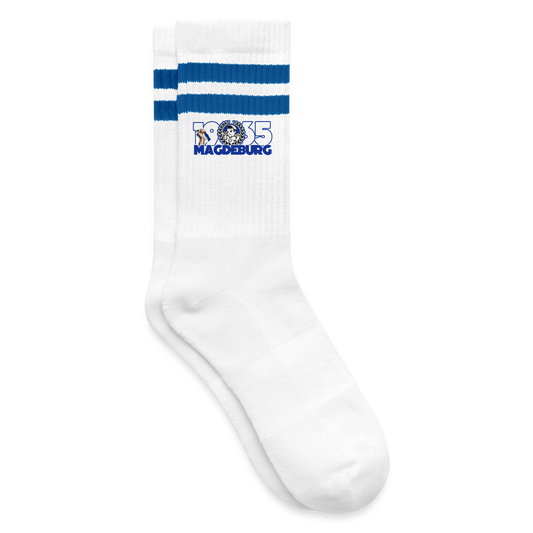 Gestreifte Tennissocken - Weiß/Blau