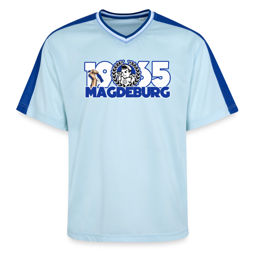 Unisex Football Style Mesh T-Shirt - Hellblau/Dunkelblau