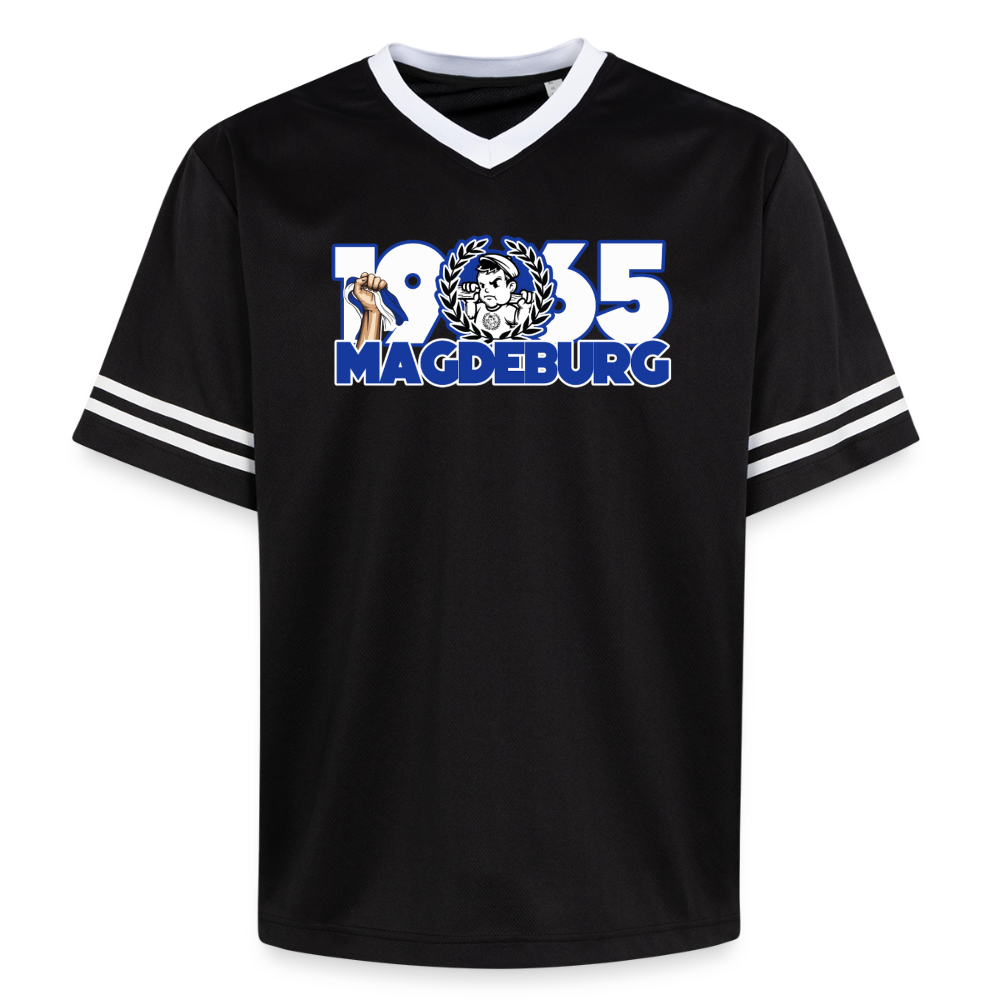 Unisex Football Style Mesh T-Shirt - Schwarz/Weiß