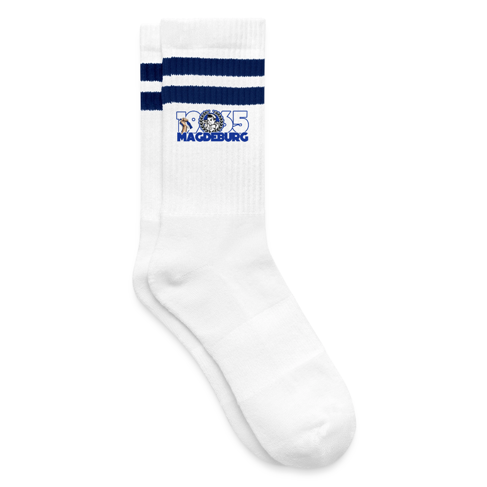 Gestreifte Tennissocken - Weiß/Navy