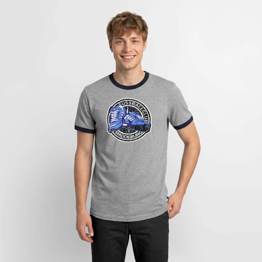Walk on Vintage - Kontrast-T-Shirt - Grau/Navy 