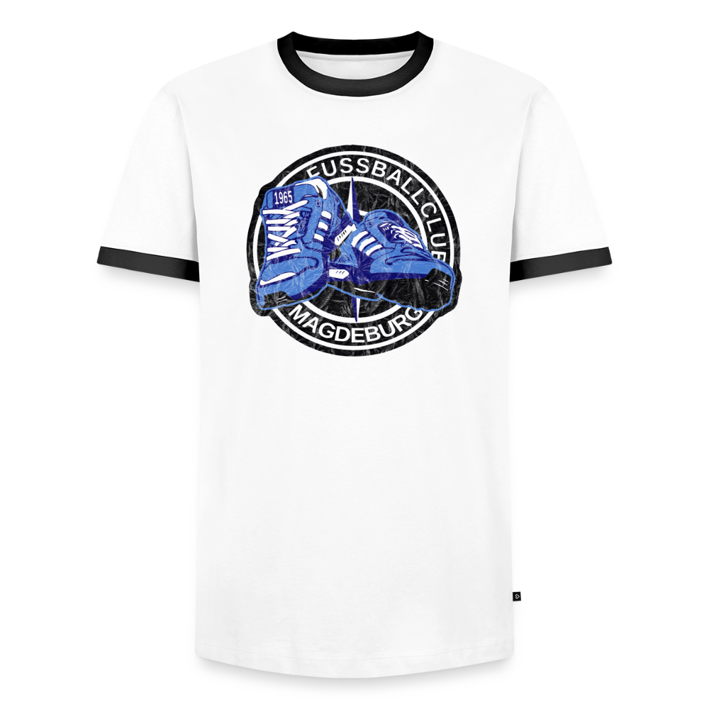 Walk on Vintage - Kontrast-T-Shirt - Weiß/Schwarz
