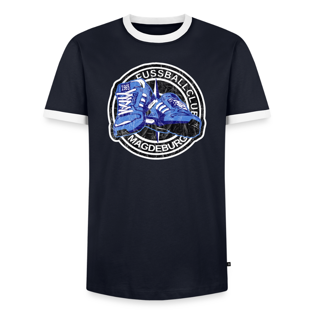 Walk on Vintage - Kontrast-T-Shirt - Navy/Weiß 