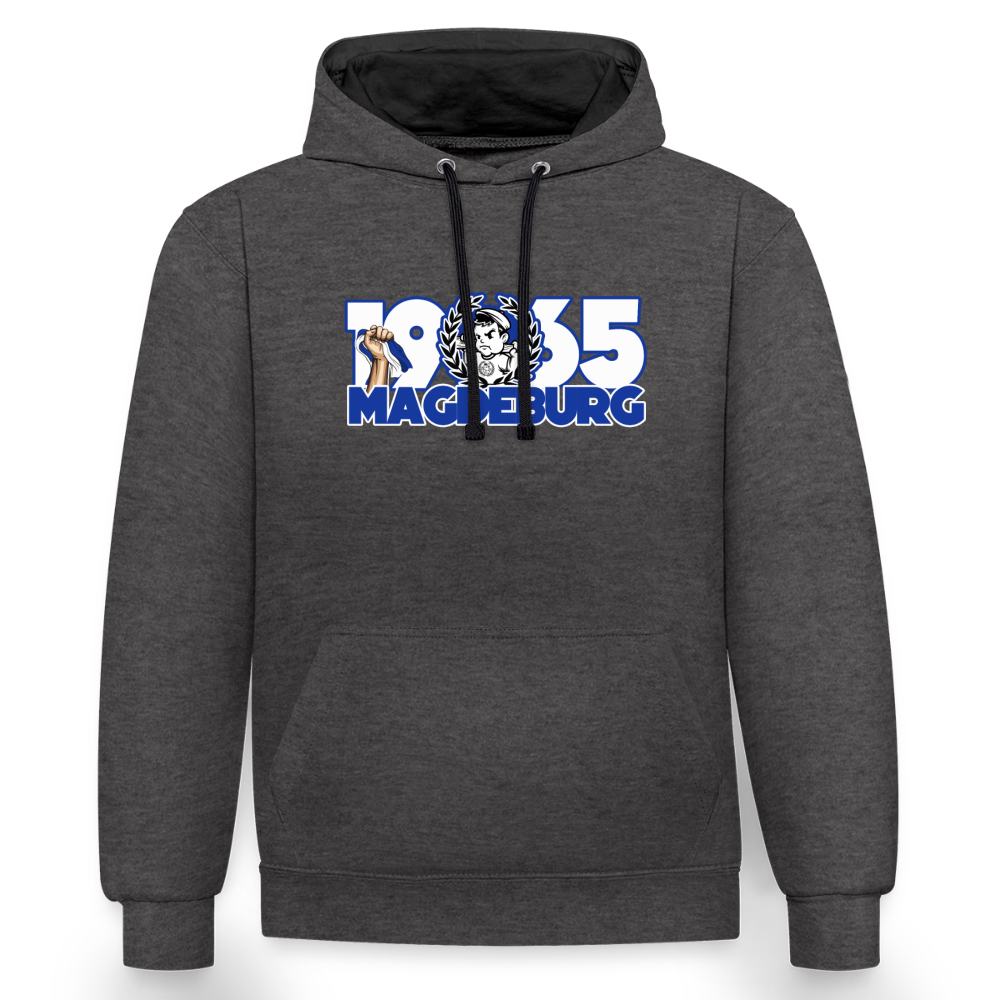 Scherpe Kontrast-Hoodie - Anthrazit/Schwarz