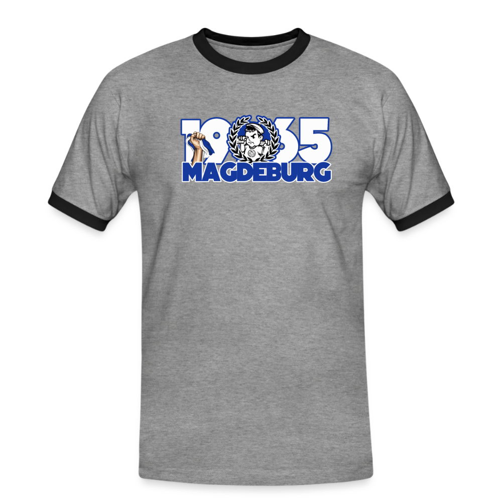 Männer Kontrast-T-Shirt - Grau meliert/Schwarz