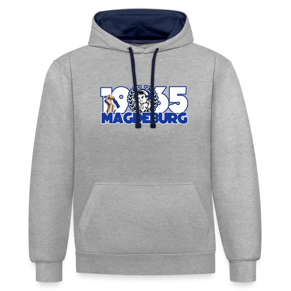Scherpe Kontrast-Hoodie - Grau meliert/Navy
