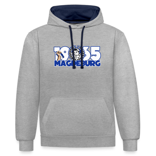 Scherpe Kontrast-Hoodie - Grau meliert/Navy