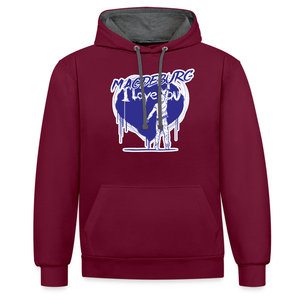 i love you - Contrast Hoodie - Weinrot/Anthrazit